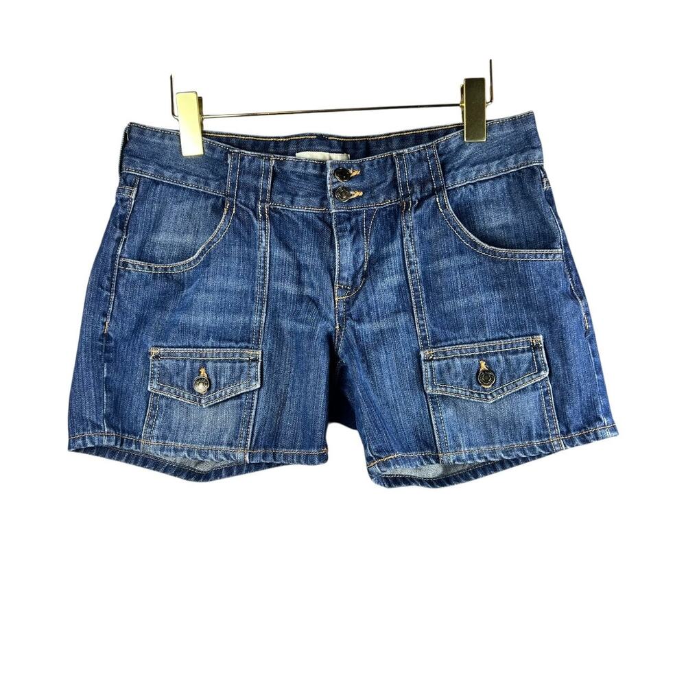 Utility Pocket Denim Shorts Size 6 Double Button Summer Off Duty Vibes